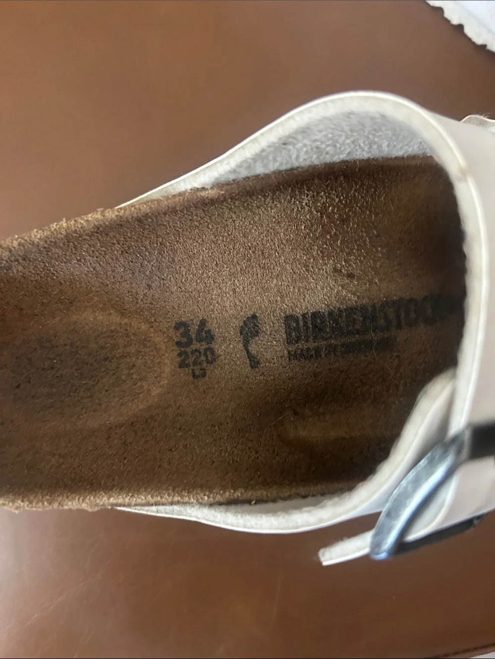 Birkenstock Kids White Double-Strap Buckle Sandals with Silver Hardware